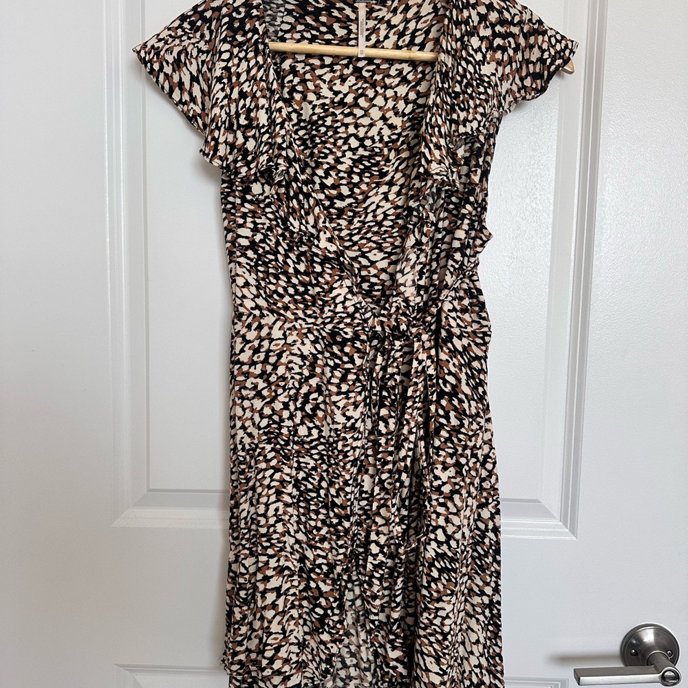 Free People Brown Tan Wrap Mini Dress